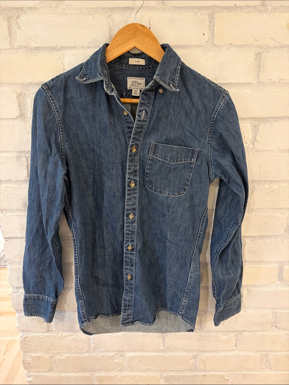 J. Crew Classic Denim Button-Down Shirt - Blue